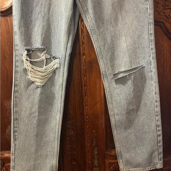 NWT Good American 90’s Icon Straight Leg Distressed Denim Jeans 12/31 - Picture 2 of 8